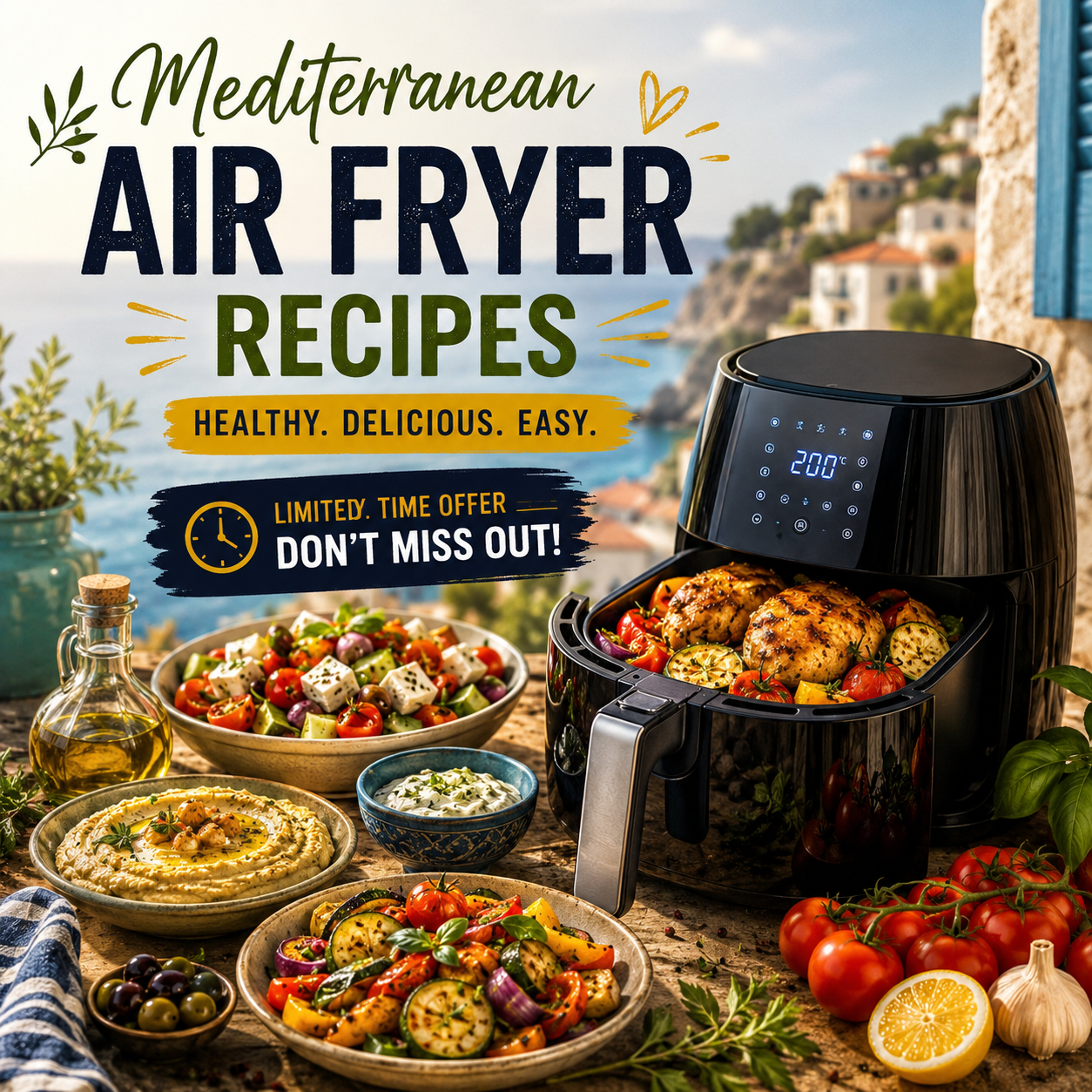 Mediterranean Air Fryer Digital Cookbook : 200+ Healthy Recipes Ready in 15 Minutes